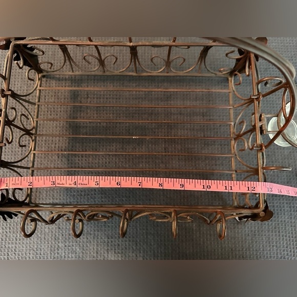 Southern Living at Home Bronzed Wrought Iron Raised Decorative Caddy/Basket - Picture 8 of 13